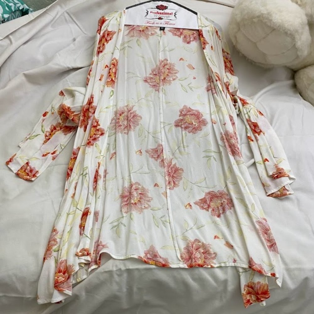 Torrid Floral Cardigan cover up with bell sleeves